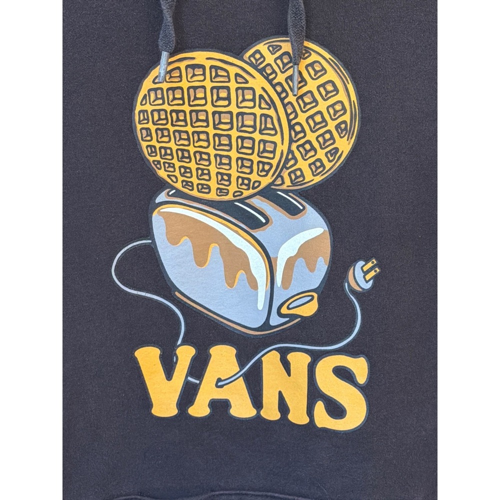 Vans Mens Black Waffle Toaster Graphic Hoodie Sweatshirt Off The Wall - Picture 2 of 9